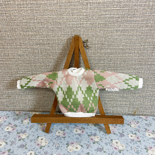 JANAYA ハンドメイド ブライス オビツ24服 トップス グリーンとピンク