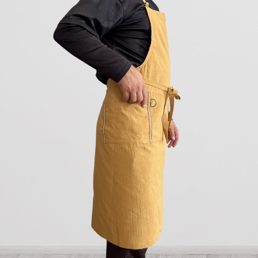 発送14日以内 イエロー ぬれんがねエプロン 表地で吸水・裏地で水から守るタイプ   男女 メンズ ギフト ネーム刺繍可