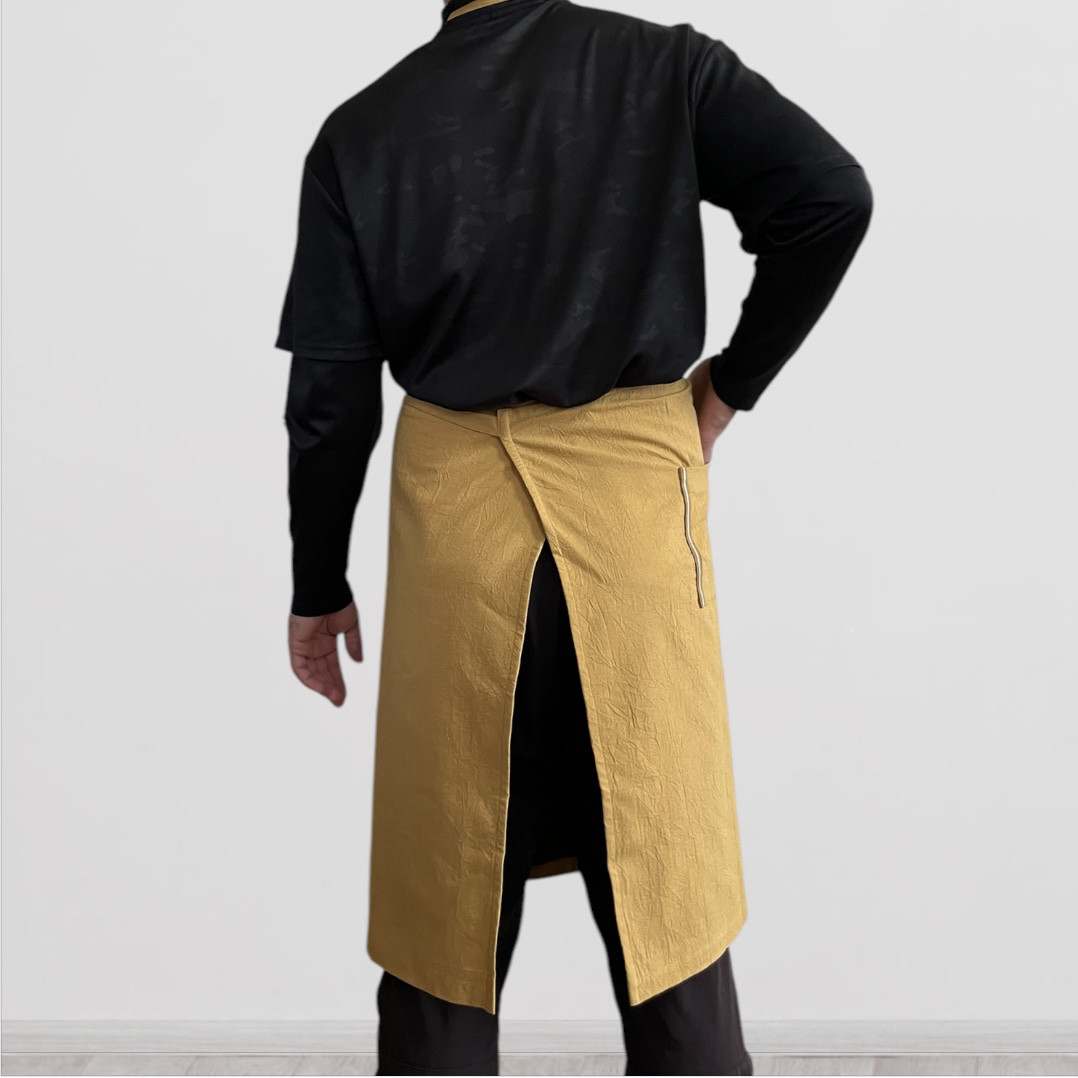 発送14日以内 イエロー ぬれんがねエプロン 表地で吸水・裏地で水から守るタイプ   男女 メンズ ギフト ネーム刺繍可