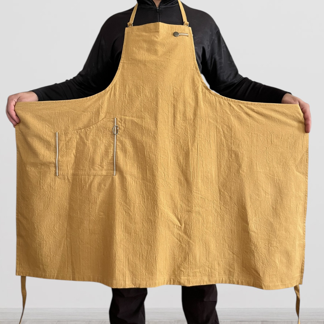 発送14日以内 イエロー ぬれんがねエプロン 表地で吸水・裏地で水から守るタイプ   男女 メンズ ギフト ネーム刺繍可