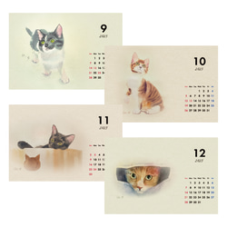 【新春SALE 1,300円→910円】2025 猫の水彩画卓上カレンダー 7枚目の画像