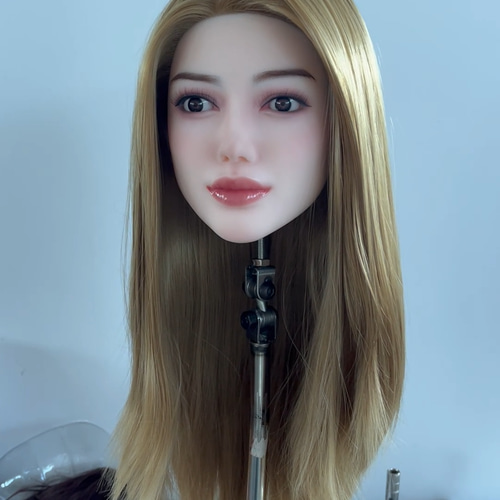 リアルドールヘッド　等身大ドール　ウイッグ付　リアルドール　マネキン　M16ネジ リアルドールヘッド 軟質シリコンヘッド リアルガール 口可動