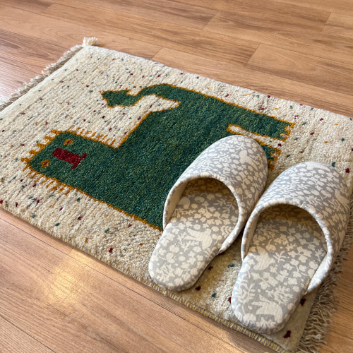 ○送料無料○ギャッベ【60×40】No.601（ネコライオン）プレゼント