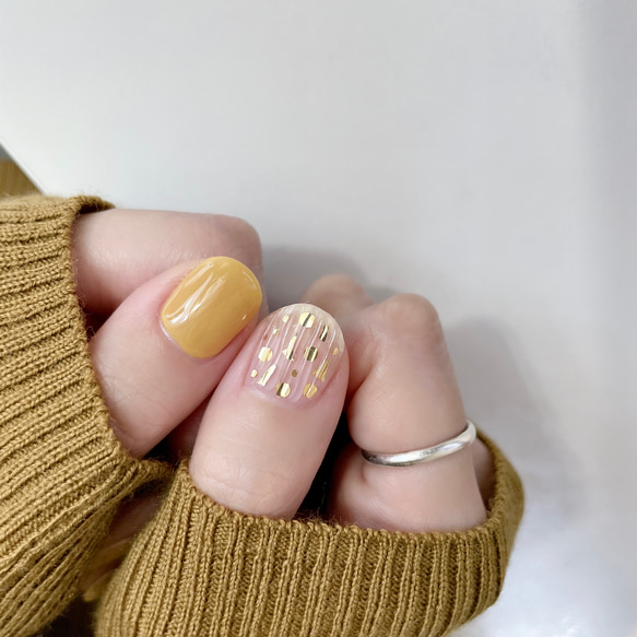 マスタードイエロー ネイルチップ マスタードイエローのオリエンタルネイル- ネイルチップ専門店
