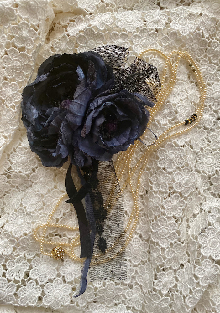 布花 ブラックフラワー デュエット コサージュ