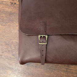 エスパサポ33様専用 タンニンなめし アンティーク メールバッグ ショルダーバッグ レザーバッグ 牛革 ダークブラウン 4枚目の画像