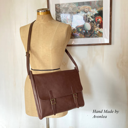 エスパサポ33様専用 タンニンなめし アンティーク メールバッグ ショルダーバッグ レザーバッグ 牛革 ダークブラウン 1枚目の画像