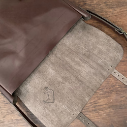 エスパサポ33様専用 タンニンなめし アンティーク メールバッグ ショルダーバッグ レザーバッグ 牛革 ダークブラウン 6枚目の画像