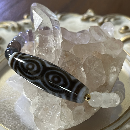 守護ꯁꯧ白龍眼天珠陰陽ブレスレット(*¯︶¯♥) 守護ꯁꯧ白龍眼天珠陰陽ブレスレット(*¯︶¯♥) ブレスレット