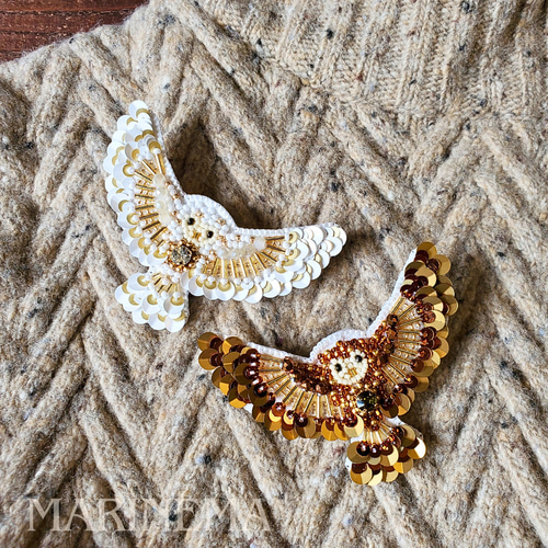 手作りキット☆フクロウのビーズ刺繍ブローチ キット まりねま 通販