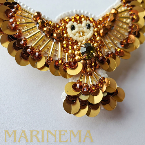 手作りキット☆フクロウのビーズ刺繍ブローチ キット まりねま 通販