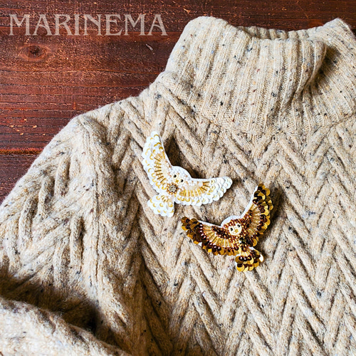 手作りキット☆フクロウのビーズ刺繍ブローチ キット まりねま 通販