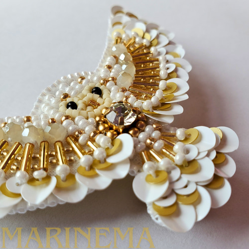 手作りキット☆フクロウのビーズ刺繍ブローチ キット まりねま 通販