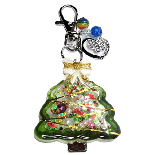 ハンドメイド 光る クリスマスツリー シェイカーキーホルダー