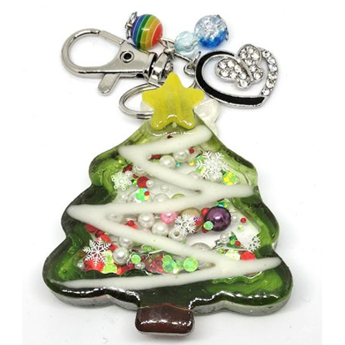 A雪だるまシェイカーキーホルダークリスマスシャカシャカ緑色