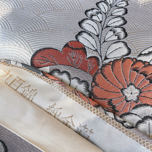 錦糸煌めくサッシュベルト W65〜95cm 帯 着物リメイク J70125 12420】 着物帯リメイク サッシュベルト 華文織り出し 小豆色