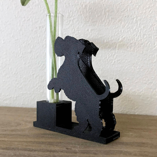 SETO CRAFT　セトクラフト　犬のフィギュア付き花瓶　シュナウザー？ シュナウザー グッズ プレゼント ギフト フィギュア DENSCRAFT Dog