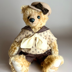 テディベアのお洋服【Lサイズ】綿ミジンコール天のサロペット