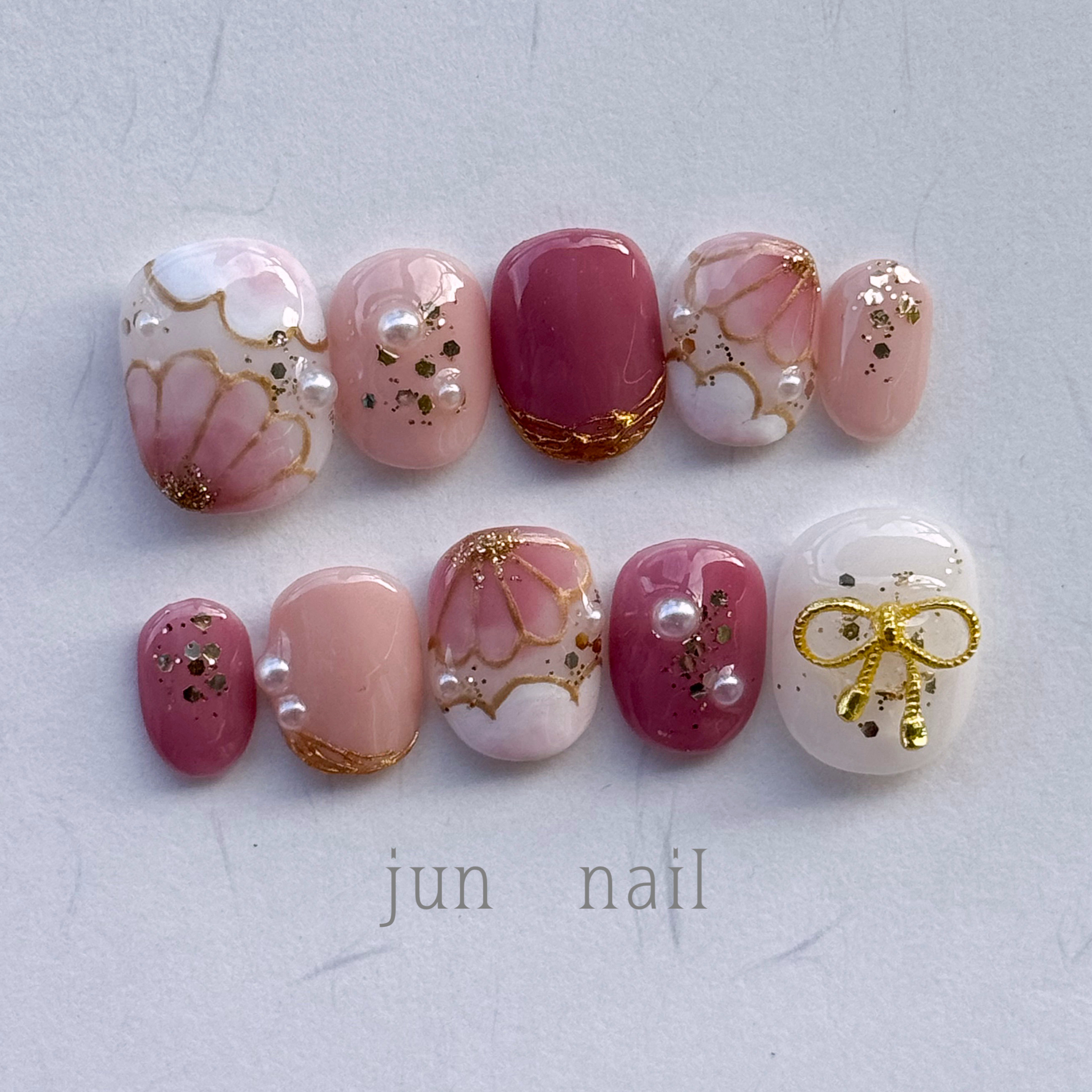 現品♡量産型ツイードさくらんぼネイルチップ付け爪地雷系