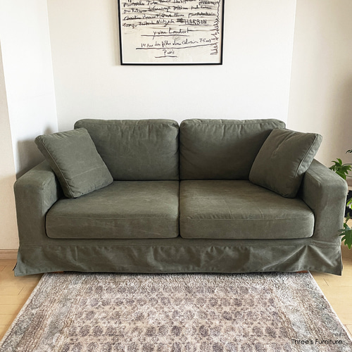 新品】KOLN SOFA 2×3 オリーブグリーンベンチソファ27日まで