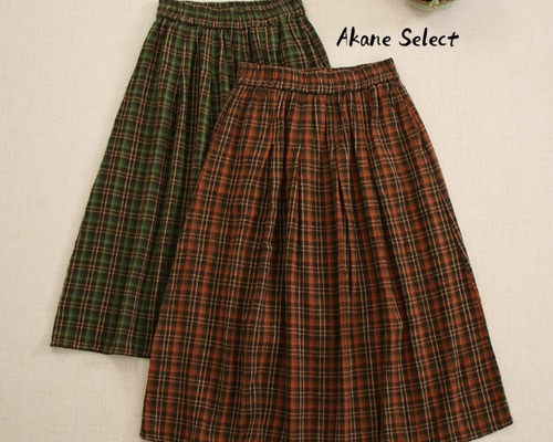 可愛いチェック柄スカート】クリスマス│赤と深緑│レトロ系│ポケット