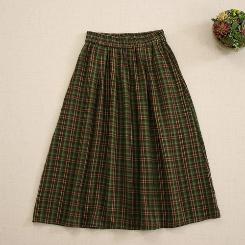 可愛いチェック柄スカート】クリスマス│赤と深緑│レトロ系│ポケット