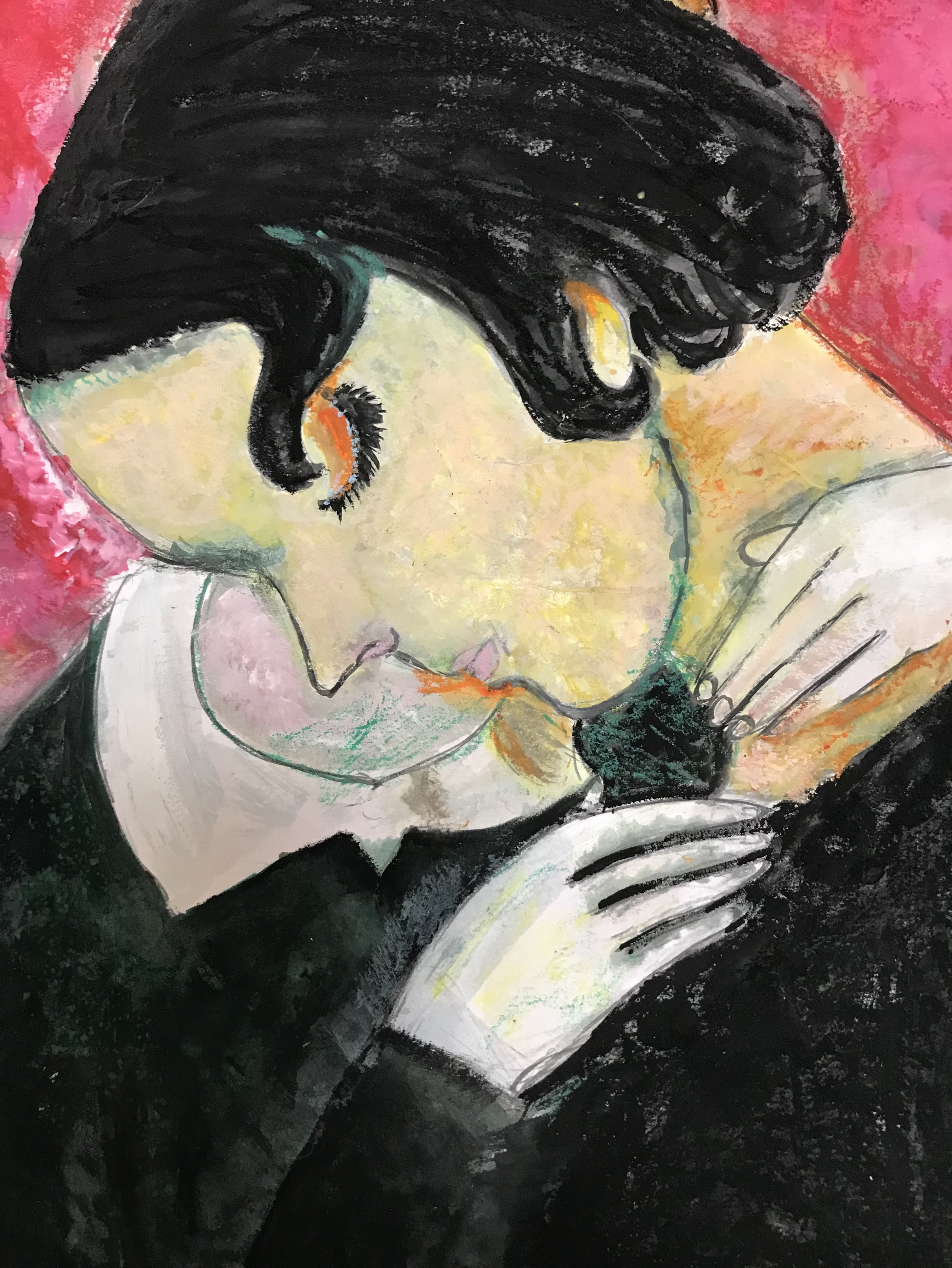 手描き額縁　幸運　絵画　原画　24㎝　クリスマス　冬　アクリル画　レジンアート可