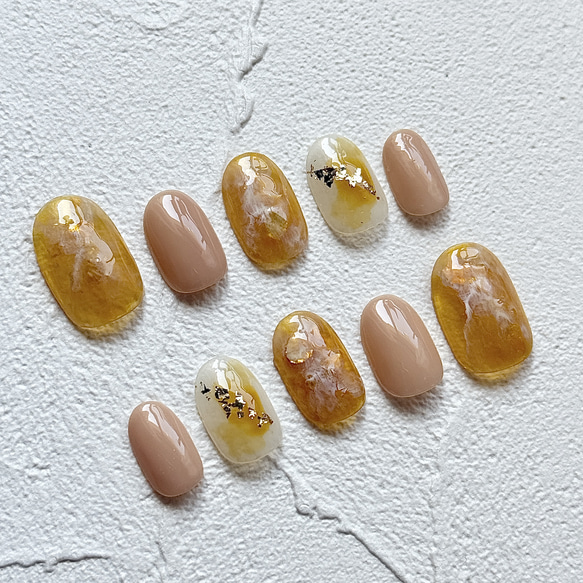 【専用】オーダーネイルチップ オーダーネイルチップ トパーズ ネイル ニュアンス ネイルチップ（つけ