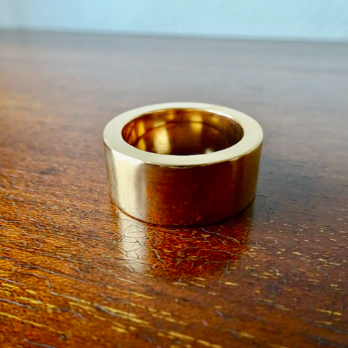 仁尾彫金『幅1cm厚み3ミリ、k18平打リング』ハンドメイド337 指輪  