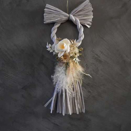 お正月2025】お正月飾り グレーふさ飾り ドライフラワー しめ飾り