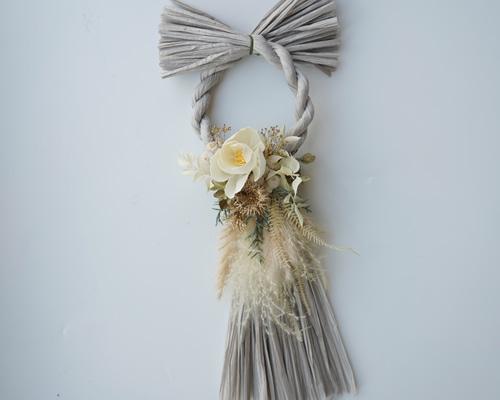 お正月2025】お正月飾り グレーふさ飾り ドライフラワー しめ飾り