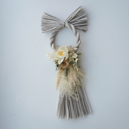 お正月2025】お正月飾り グレーふさ飾り ドライフラワー しめ飾り