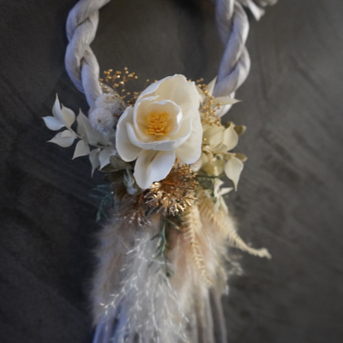 お正月2025】お正月飾り グレーふさ飾り ドライフラワー しめ飾り