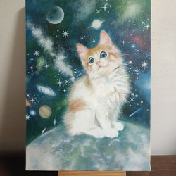 桜と子猫の絵 油絵原画「The arrival of spring」 絵画 Rio Yuki