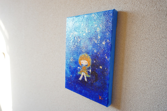 【星とブランコ】＃原画＃イラスト＃ヒーリングアート＃キャンバス＃癒し＃星＃子供#幸せ＃あたたかい 5枚目の画像