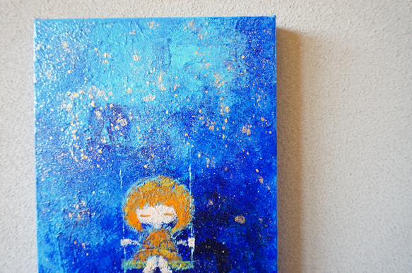 【星とブランコ】＃原画＃イラスト＃ヒーリングアート＃キャンバス＃癒し＃星＃子供#幸せ＃あたたかい 3枚目の画像