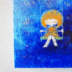 【星とブランコ】＃原画＃イラスト＃ヒーリングアート＃キャンバス＃癒し＃星＃子供#幸せ＃あたたかい 2枚目の画像