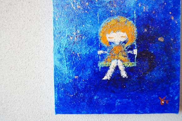 【星とブランコ】＃原画＃イラスト＃ヒーリングアート＃キャンバス＃癒し＃星＃子供#幸せ＃あたたかい 2枚目の画像