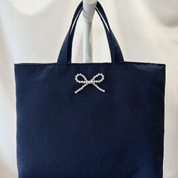 Cherryblossum　レッスンバッグ　リボン　パール　ラベンダー f51fa20288c7f610f420b6693e6bee