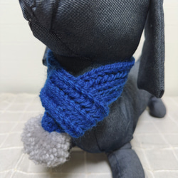 手編み犬服　３枚 犬服 手編み ニットマフラー♡ ブルー 小型犬 猫 ペット服