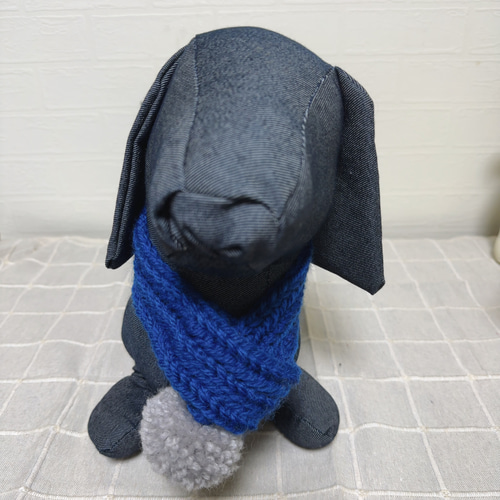 犬服 手編み ニットマフラー♡ ブルー 小型犬 猫 ペット服
