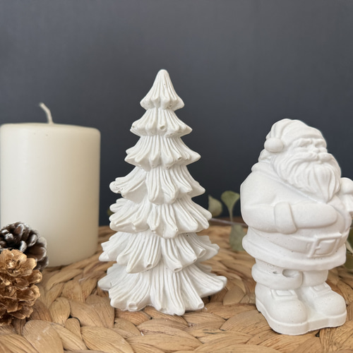 クリスマスセメントオブジェ クリスマスツリー サンタ セット 置物