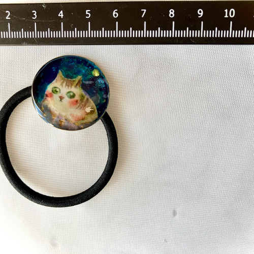 ねこちゃん♥夜空と満月レジンヘアゴム お散歩 ヘアゴム しまねこ 通販 