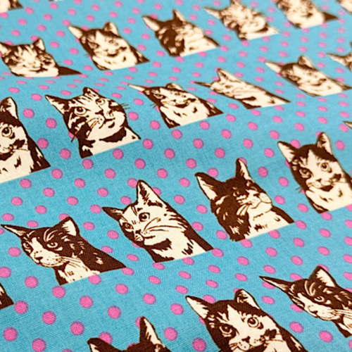 猫と水玉柄【オーダー生地見本】 和装小物（帯・半襟） ようか 通販  