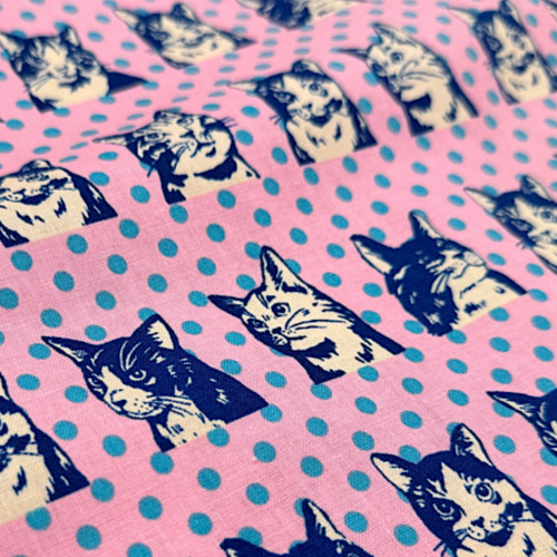 猫と水玉柄【オーダー生地見本】 和装小物（帯・半襟） ようか 通販  