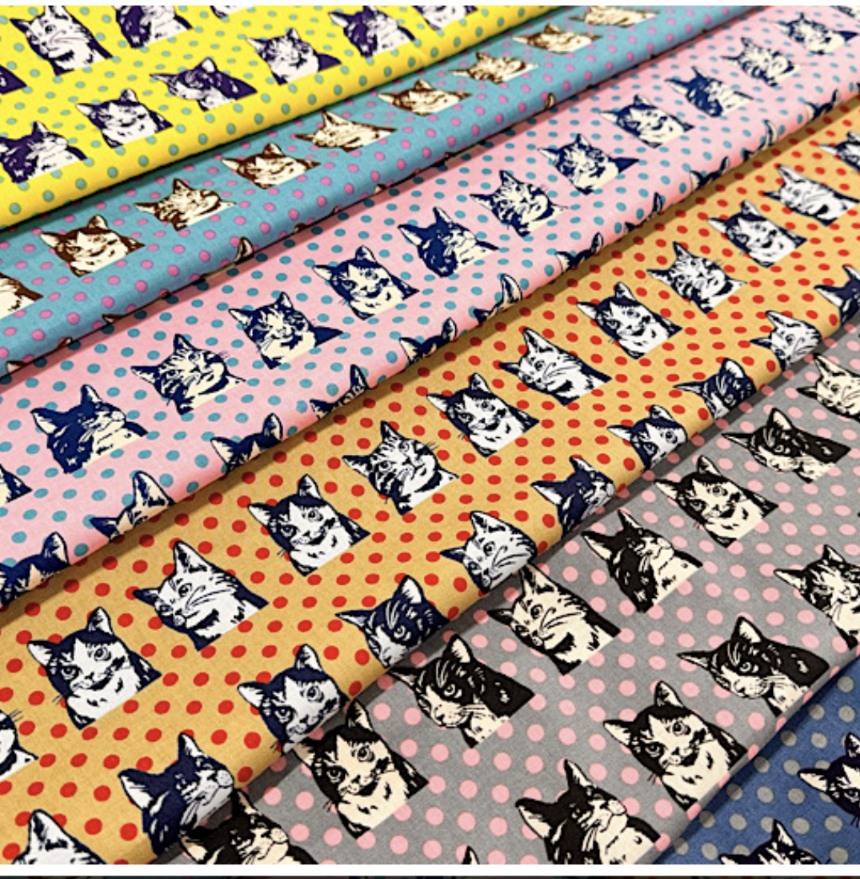 猫と水玉柄【オーダー生地見本】 和装小物（帯・半襟） ようか 通販  