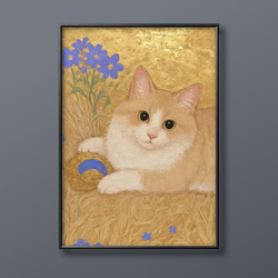 絵画 | イラストポスター 120 ☆ 【猫は花のあるところにいるのが好き