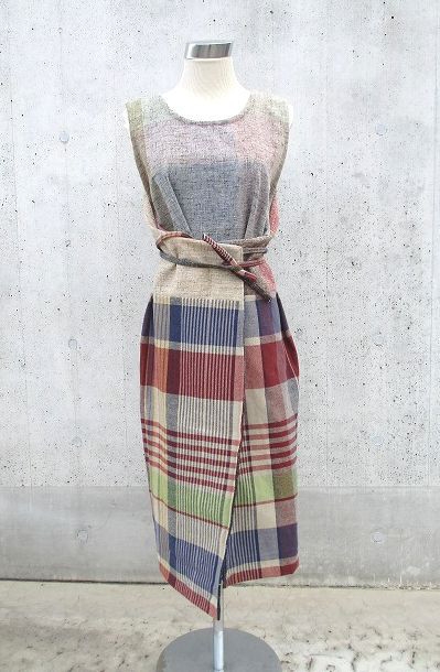 唯一無二1点マス見本チュニックワンピース　前後着れる4way以上着回し　1点物