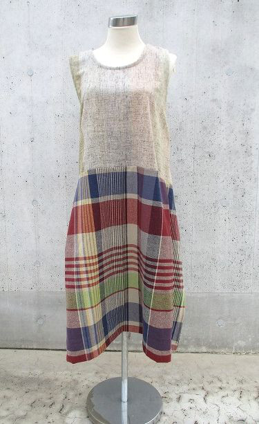 唯一無二1点マス見本チュニックワンピース　前後着れる4way以上着回し　1点物