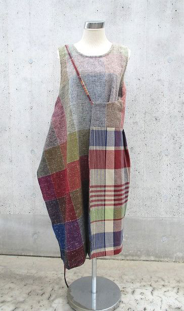 唯一無二1点マス見本チュニックワンピース　前後着れる4way以上着回し　1点物